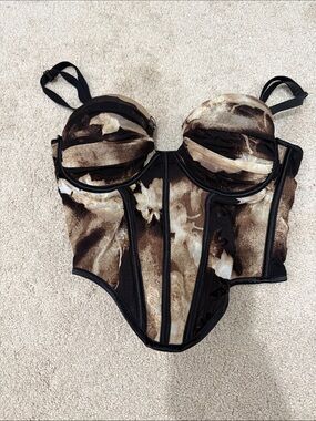 Women's Brown Tie-Dye Bustier Top - Unbranded